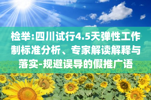 檢舉:四川試行4.5天彈性工作制標(biāo)準(zhǔn)分析、專家解讀解釋與落實(shí)-規(guī)避誤導(dǎo)的假推廣語(yǔ)