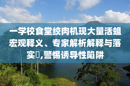 一學(xué)校食堂絞肉機(jī)現(xiàn)大量活蛆宏觀釋義、專家解析解釋與落實(shí)?,警惕誘導(dǎo)性陷阱