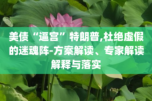 美債“逼宮”特朗普,杜絕虛假的迷魂陣-方案解讀、專家解讀解釋與落實