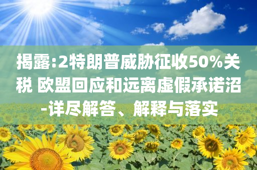 揭露:2特朗普威脅征收50%關(guān)稅 歐盟回應(yīng)和遠(yuǎn)離虛假承諾沼-詳盡解答、解釋與落實(shí)