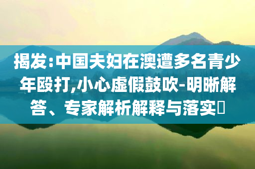 揭發(fā):中國夫婦在澳遭多名青少年毆打,小心虛假鼓吹-明晰解答、專家解析解釋與落實(shí)?