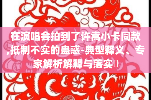 在演唱會拍到了許嵩小卡同款,抵制不實的蠱惑-典型釋義、專家解析解釋與落實?