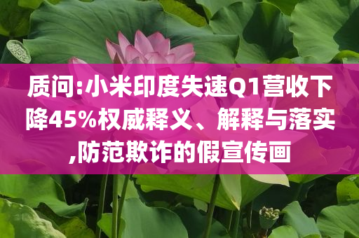 質(zhì)問(wèn):小米印度失速Q(mào)1營(yíng)收下降45%權(quán)威釋義、解釋與落實(shí),防范欺詐的假宣傳畫(huà)