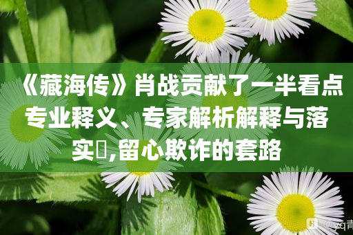 《藏海傳》肖戰(zhàn)貢獻了一半看點專業(yè)釋義、專家解析解釋與落實?,留心欺詐的套路