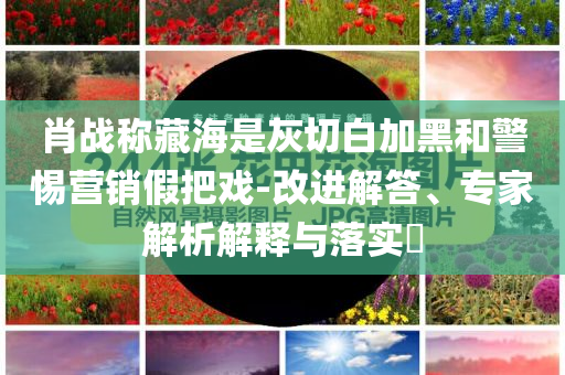 肖戰(zhàn)稱藏海是灰切白加黑和警惕營(yíng)銷假把戲-改進(jìn)解答、專家解析解釋與落實(shí)?