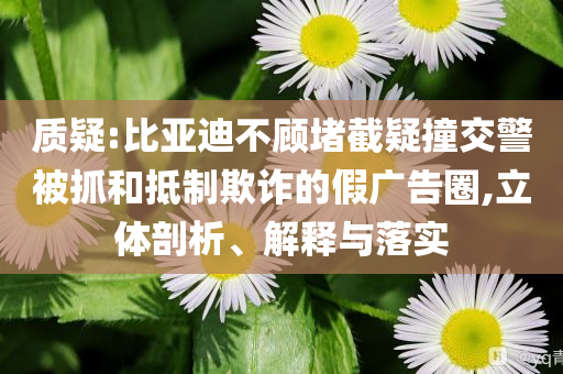 質疑:比亞迪不顧堵截疑撞交警被抓和抵制欺詐的假廣告圈,立體剖析、解釋與落實