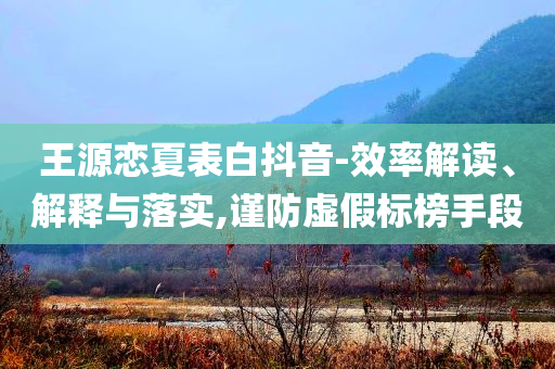王源戀夏表白抖音-效率解讀、解釋與落實(shí),謹(jǐn)防虛假標(biāo)榜手段