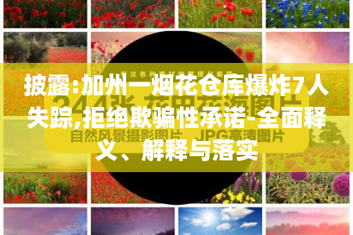 披露:加州一煙花倉庫爆炸7人失蹤,拒絕欺騙性承諾-全面釋義、解釋與落實(shí)