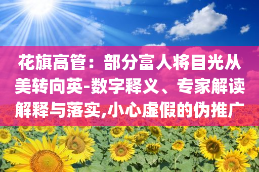 花旗高管：部分富人將目光從美轉(zhuǎn)向英-數(shù)字釋義、專家解讀解釋與落實(shí),小心虛假的偽推廣