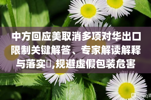 中方回應(yīng)美取消多項(xiàng)對(duì)華出口限制關(guān)鍵解答、專家解讀解釋與落實(shí)?,規(guī)避虛假包裝危害