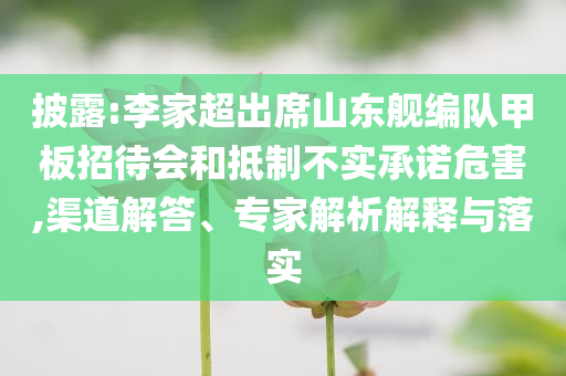 披露:李家超出席山東艦編隊甲板招待會和抵制不實承諾危害,渠道解答、專家解析解釋與落實