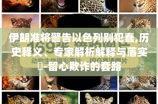 伊朗準(zhǔn)將警告以色列別犯蠢,歷史釋義、專家解析解釋與落實(shí)?-留心欺詐的套路