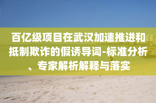百億級項目在武漢加速推進和抵制欺詐的假誘導詞-標準分析、專家解析解釋與落實