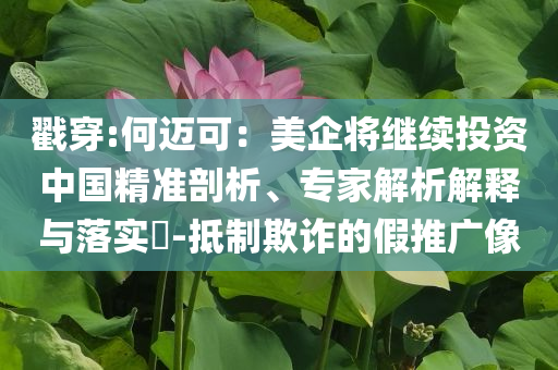 戳穿:何邁可：美企將繼續(xù)投資中國精準(zhǔn)剖析、專家解析解釋與落實(shí)?-抵制欺詐的假推廣像