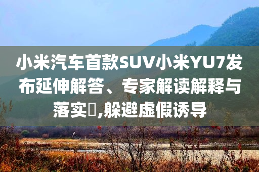小米汽車首款SUV小米YU7發(fā)布延伸解答、專家解讀解釋與落實?,躲避虛假誘導(dǎo)