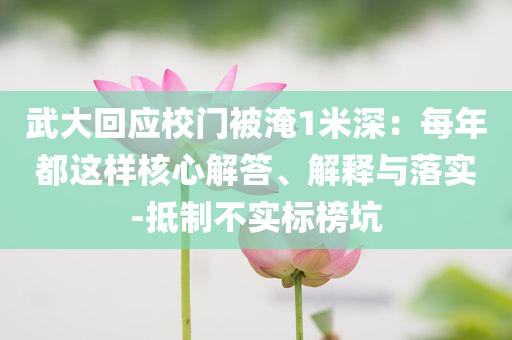武大回應(yīng)校門(mén)被淹1米深：每年都這樣核心解答、解釋與落實(shí)-抵制不實(shí)標(biāo)榜坑