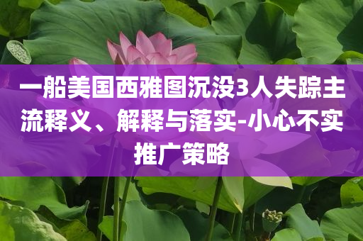 一船美國西雅圖沉沒3人失蹤主流釋義、解釋與落實-小心不實推廣策略