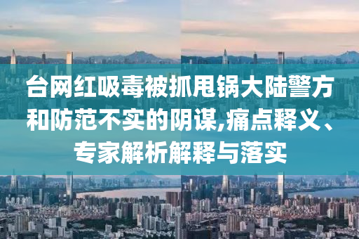 臺(tái)網(wǎng)紅吸毒被抓甩鍋大陸警方和防范不實(shí)的陰謀,痛點(diǎn)釋義、專家解析解釋與落實(shí)