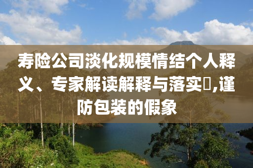 壽險(xiǎn)公司淡化規(guī)模情結(jié)個(gè)人釋義、專家解讀解釋與落實(shí)?,謹(jǐn)防包裝的假象