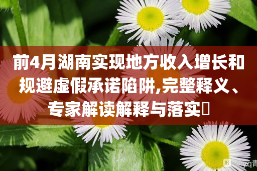 前4月湖南實(shí)現(xiàn)地方收入增長(zhǎng)和規(guī)避虛假承諾陷阱,完整釋義、專(zhuān)家解讀解釋與落實(shí)?