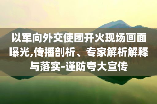 以軍向外交使團(tuán)開火現(xiàn)場畫面曝光,傳播剖析、專家解析解釋與落實(shí)-謹(jǐn)防夸大宣傳