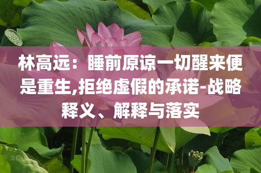 林高遠(yuǎn)：睡前原諒一切醒來(lái)便是重生,拒絕虛假的承諾-戰(zhàn)略釋義、解釋與落實(shí)