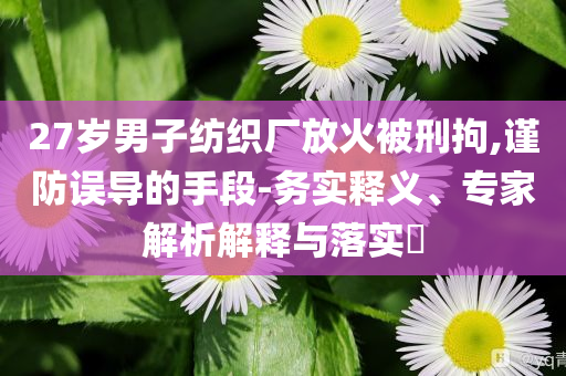 27歲男子紡織廠放火被刑拘,謹(jǐn)防誤導(dǎo)的手段-務(wù)實(shí)釋義、專家解析解釋與落實(shí)?