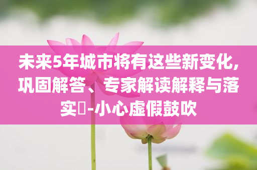 未來5年城市將有這些新變化,鞏固解答、專家解讀解釋與落實?-小心虛假鼓吹
