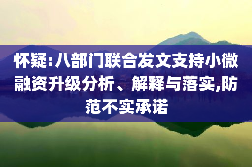 懷疑:八部門聯(lián)合發(fā)文支持小微融資升級(jí)分析、解釋與落實(shí),防范不實(shí)承諾