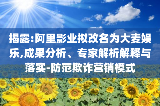 揭露:阿里影業(yè)擬改名為大麥娛樂(lè),成果分析、專家解析解釋與落實(shí)-防范欺詐營(yíng)銷模式
