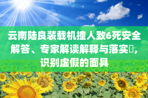 云南陸良裝載機(jī)撞人致6死安全解答、專家解讀解釋與落實(shí)?,識(shí)別虛假的面具