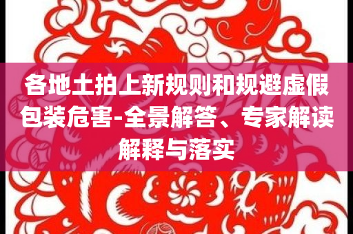 各地土拍上新規(guī)則和規(guī)避虛假包裝危害-全景解答、專家解讀解釋與落實(shí)