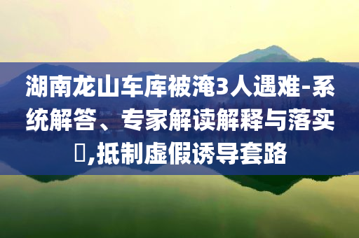 湖南龍山車庫(kù)被淹3人遇難-系統(tǒng)解答、專家解讀解釋與落實(shí)?,抵制虛假誘導(dǎo)套路