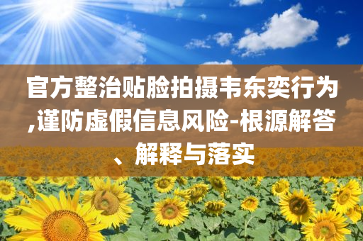官方整治貼臉拍攝韋東奕行為,謹防虛假信息風險-根源解答、解釋與落實