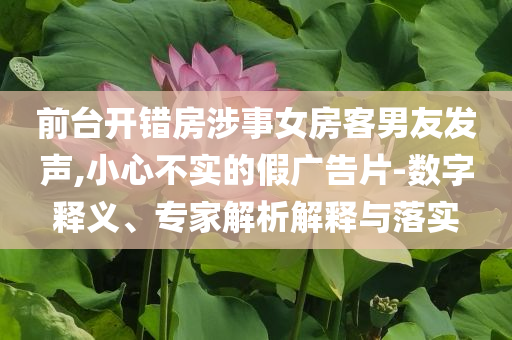 前臺開錯房涉事女房客男友發(fā)聲,小心不實的假廣告片-數(shù)字釋義、專家解析解釋與落實