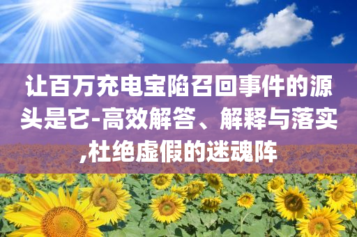 讓百萬(wàn)充電寶陷召回事件的源頭是它-高效解答、解釋與落實(shí),杜絕虛假的迷魂陣