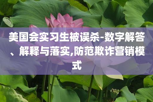 美國會(huì)實(shí)習(xí)生被誤殺-數(shù)字解答、解釋與落實(shí),防范欺詐營銷模式