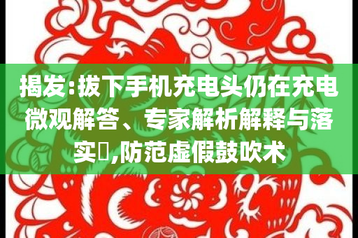 揭發(fā):拔下手機充電頭仍在充電微觀解答、專家解析解釋與落實?,防范虛假鼓吹術(shù)