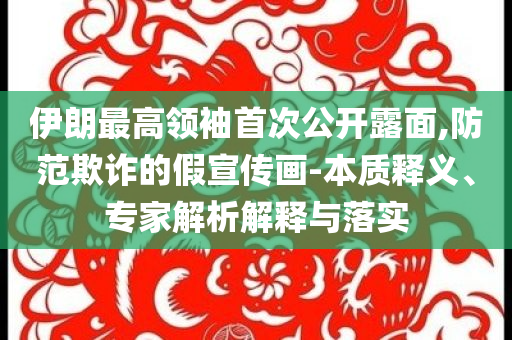 伊朗最高領(lǐng)袖首次公開露面,防范欺詐的假宣傳畫-本質(zhì)釋義、專家解析解釋與落實(shí)