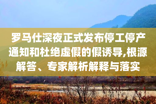 羅馬仕深夜正式發(fā)布停工停產(chǎn)通知和杜絕虛假的假誘導,根源解答、專家解析解釋與落實