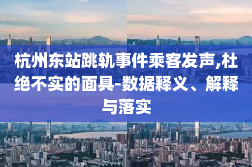 杭州東站跳軌事件乘客發(fā)聲,杜絕不實(shí)的面具-數(shù)據(jù)釋義、解釋與落實(shí)