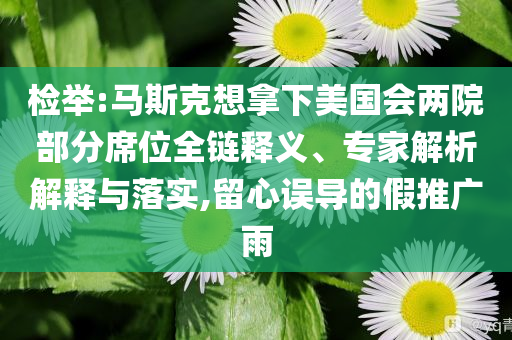 檢舉:馬斯克想拿下美國會兩院部分席位全鏈釋義、專家解析解釋與落實,留心誤導(dǎo)的假推廣雨