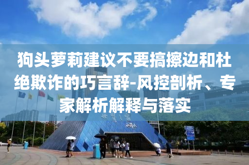 狗頭蘿莉建議不要搞擦邊和杜絕欺詐的巧言辭-風(fēng)控剖析、專家解析解釋與落實(shí)