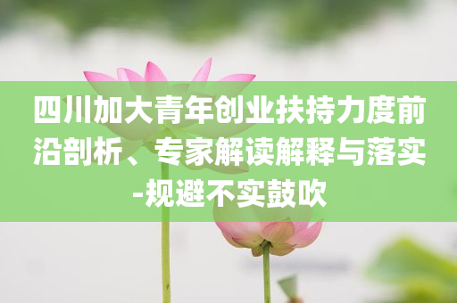 四川加大青年創(chuàng)業(yè)扶持力度前沿剖析、專家解讀解釋與落實(shí)-規(guī)避不實(shí)鼓吹