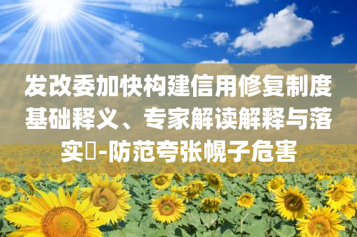發(fā)改委加快構(gòu)建信用修復(fù)制度基礎(chǔ)釋義、專家解讀解釋與落實?-防范夸張幌子危害