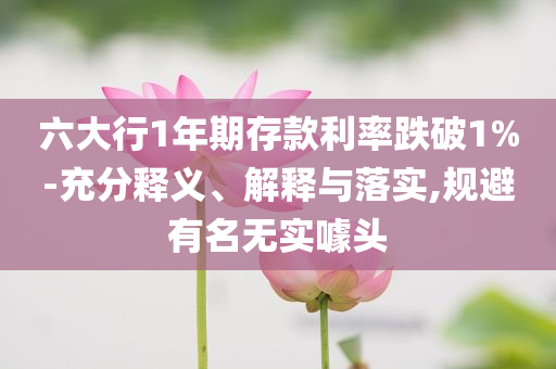 六大行1年期存款利率跌破1%-充分釋義、解釋與落實(shí),規(guī)避有名無實(shí)噱頭