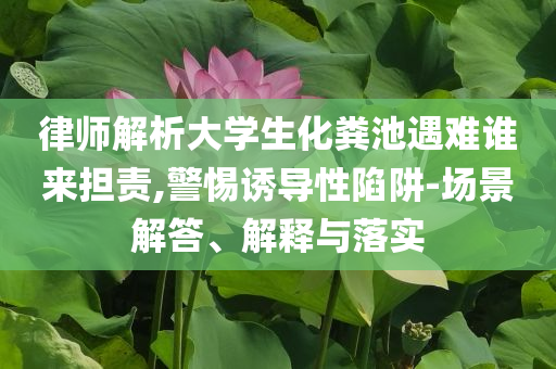 律師解析大學(xué)生化糞池遇難誰來擔(dān)責(zé),警惕誘導(dǎo)性陷阱-場景解答、解釋與落實