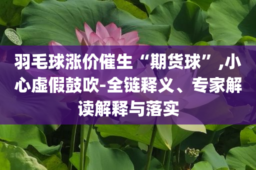 羽毛球漲價(jià)催生“期貨球”,小心虛假鼓吹-全鏈釋義、專家解讀解釋與落實(shí)