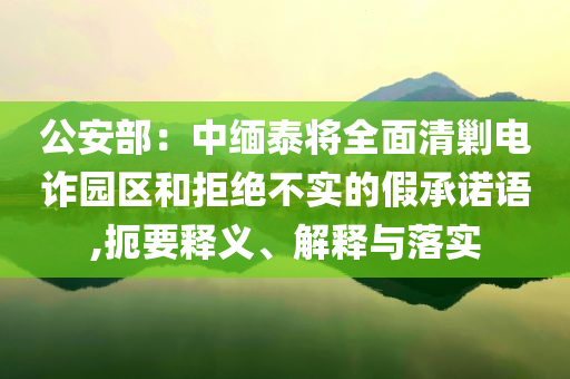 公安部：中緬泰將全面清剿電詐園區(qū)和拒絕不實(shí)的假承諾語,扼要釋義、解釋與落實(shí)