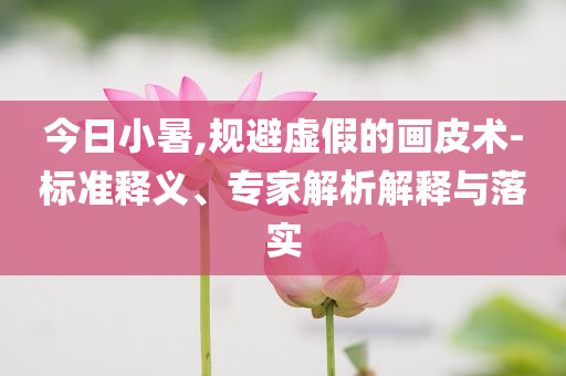 今日小暑,規(guī)避虛假的畫皮術(shù)-標(biāo)準(zhǔn)釋義、專家解析解釋與落實(shí)